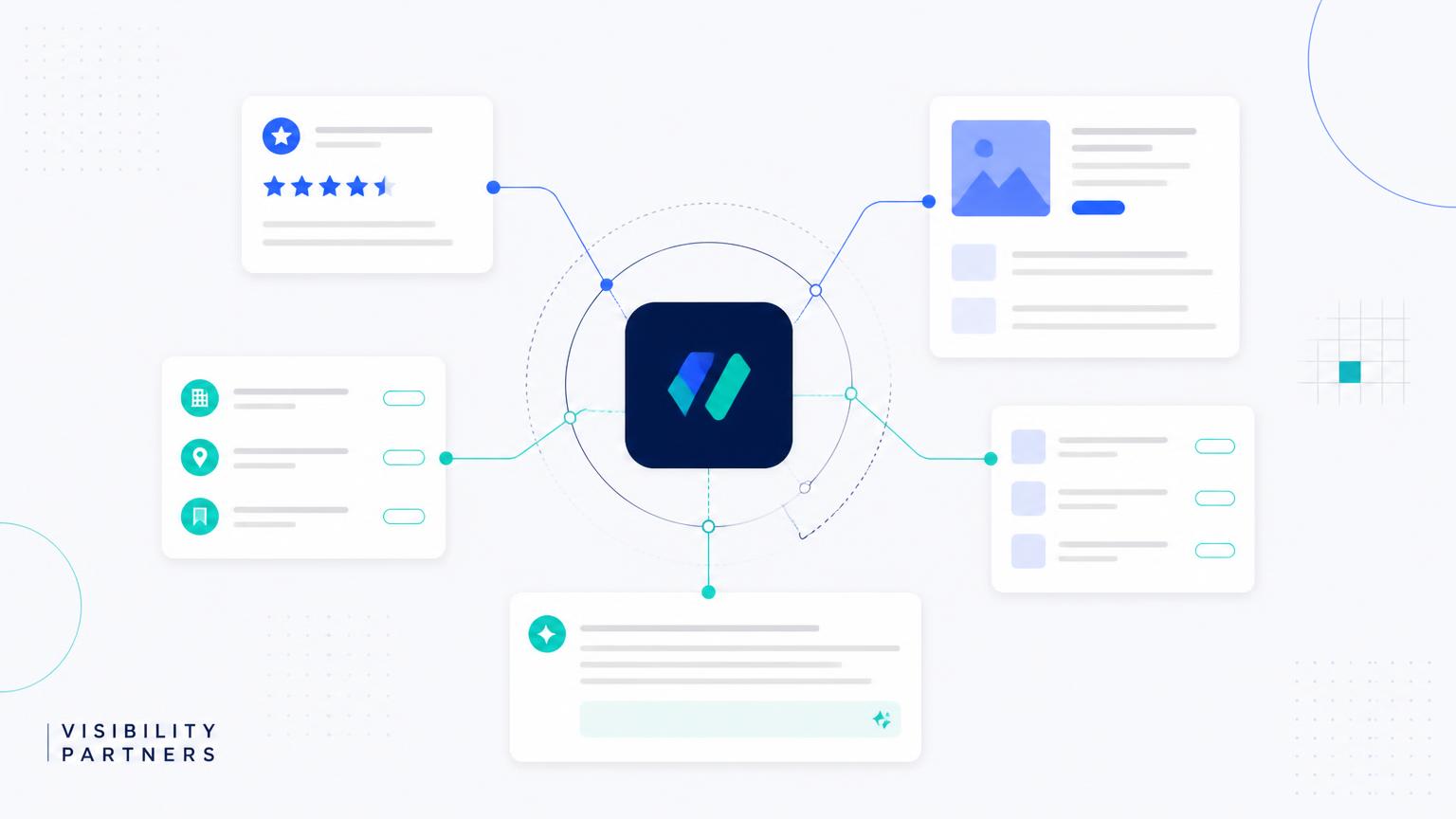 Illustration of AI assistants mentioning a B2B brand alongside competitors in a buyer research conversation